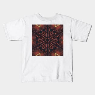 bright orange gold and black kaleidoscopic hexagonal design Kids T-Shirt